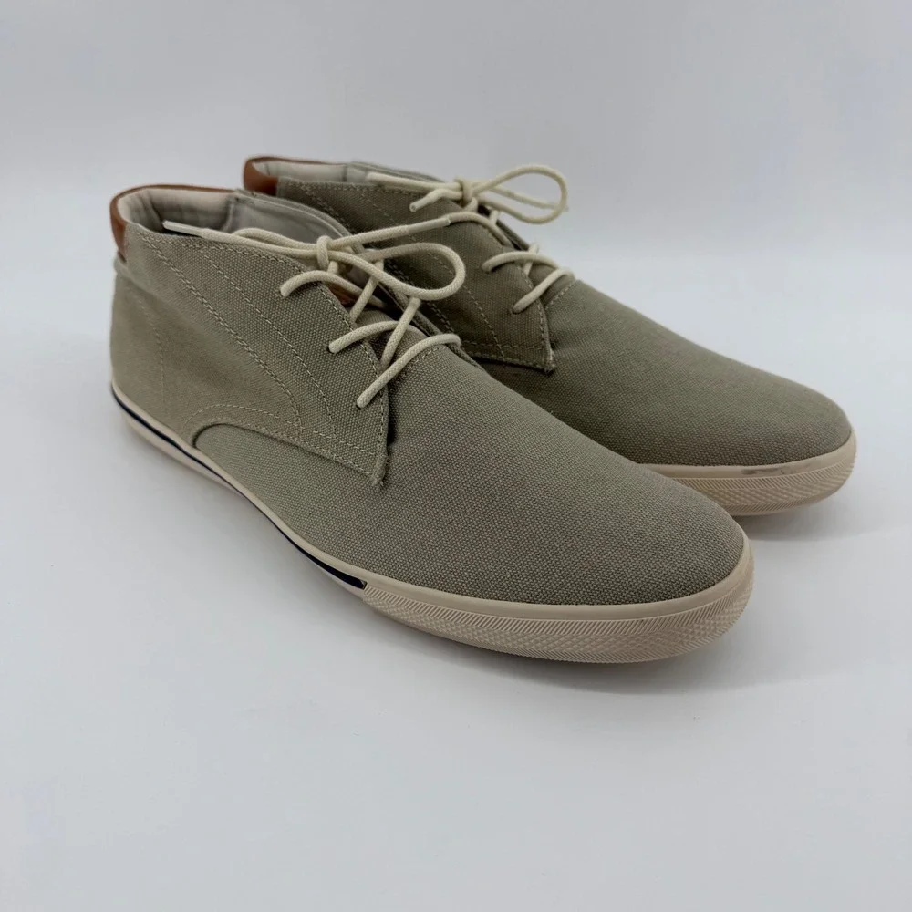 Tommy Bahama Chukka Men 11 Khaki Calderon TB7S00060 Canvas Leather Mid Top Boot